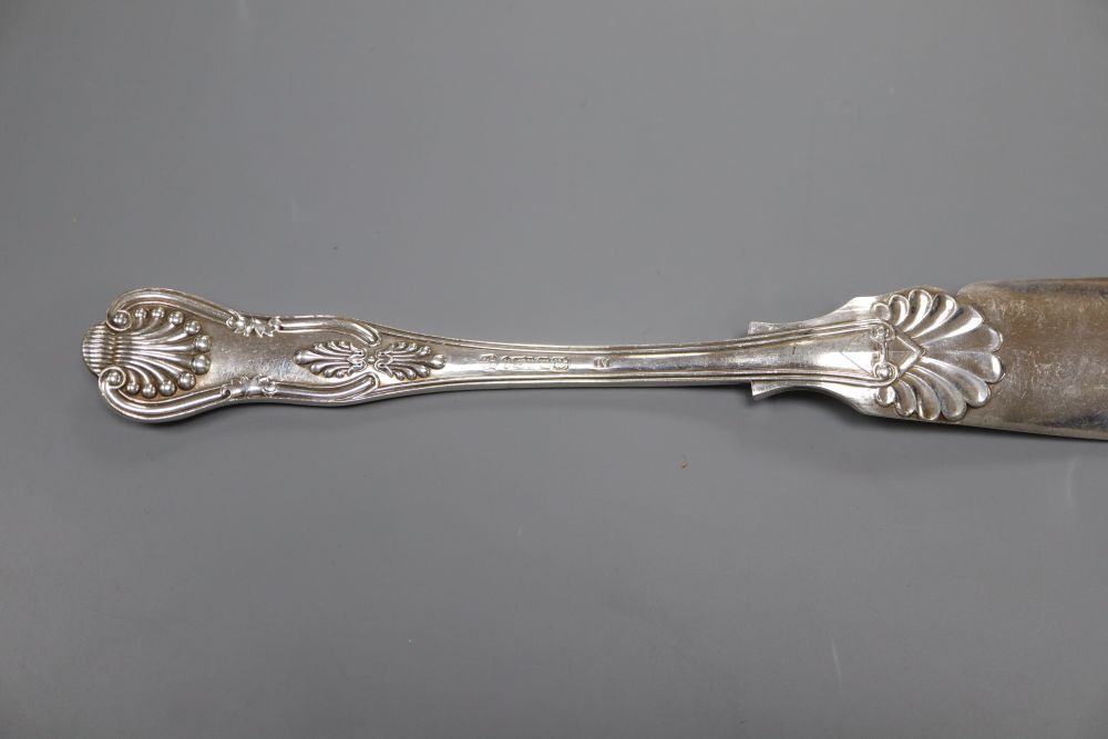 A Victorian and later matched part canteen of silver Kings pattern flatware, various dates and makers, 63oz.